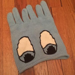 Blue knit winter eyes hat